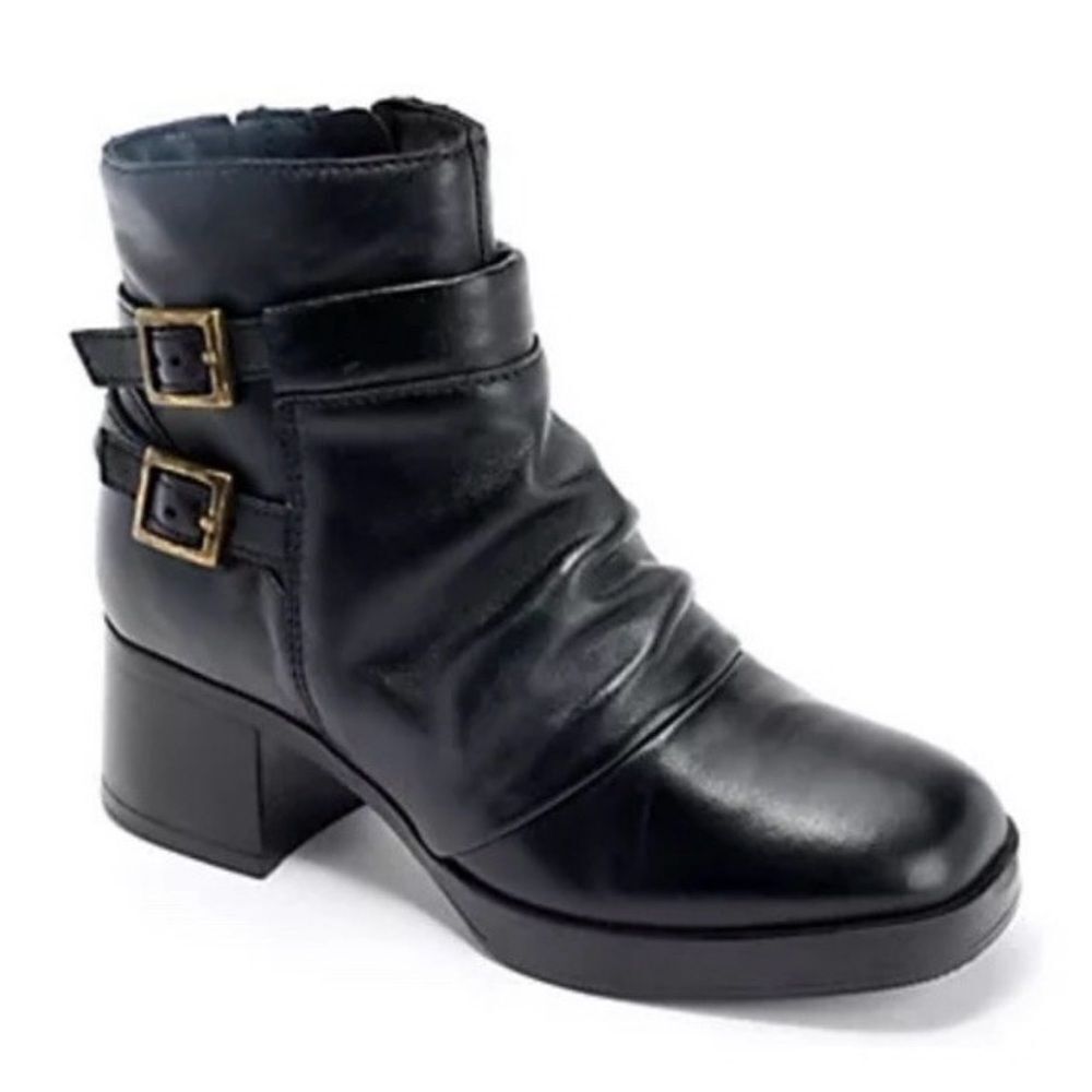 Miz Mooz Macee Black Leather Ankle Boots 38/7.5-8